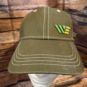 Western Equipment Hat Cap Green Tan Adjustable Strapback Farm Ag Logo "WE"